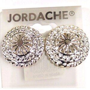 ✨ Vintage Jordache Silver-Tone Clip-On Earrings - Classic & Chic Women's Jewelry